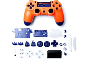 HUAYUWA Custodia per controller di gioco in plastica (arancione tramonto) con pulsanti set di ricambio adatto per PlayStation 4 Pro 5.0 JDS-050 JDS-055 JDM-050 JDM-055 (versione V2)