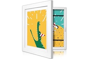 MJLOMJ A4 Bilderrahmen für Kinderzeichnungen - Aufklappbarer Kunstbilderrahmen, Frontöffnung zum leichten Wechseln, Befüllbarer Fotorahmen für Kreative Kinderkunst (Weiß)