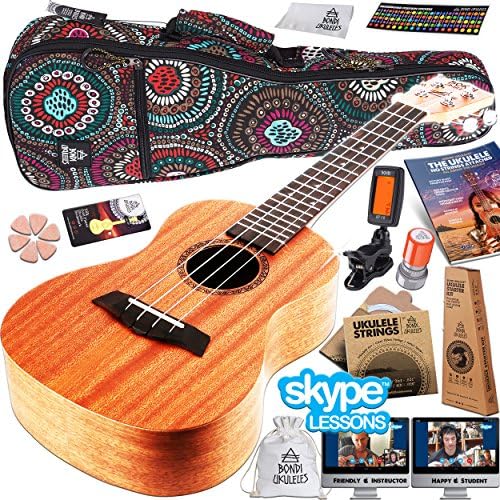 Ukulele Starter Kit (16-Piece-Set) Acclaimed Brand get Official SKYPE Lesson, Videos, Compression Case, No-Scratch Felt Picks, Clip Tuner, Chord Stamp, Poster, Strap, Strings &amp; MORE (Launch Exclusive)