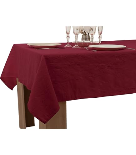 Nappe Anti-taches Clarence 150x300 Cm Rouge Mat - Polyester Déperlant, Lavable Machine, Entretien Facile