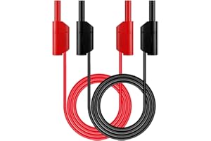 Greluma 2 pièces Cordons de test de fiche banane, câble d'extension de fil souple de fiche banane empilable entièrement isolé de sécurité de 4 mm pour multimètre-100cm