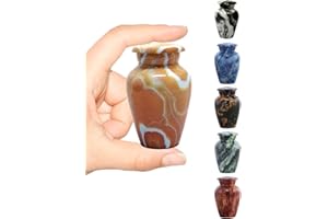 IMMORTAL-MEMORIES Marmurowa metalowa pamiątka mini urna kremacyjna – urna pamiątkowa z aksamitnym woreczkiem (miodowy onyks)