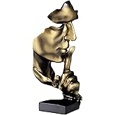 CHSG Silence Is Golden Sculpture Moderne Minimaliste Abstraite Artisanat, Salon Meuble à Vin Chambre, Visage Cassé Penseur Cr