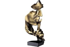 CHSG Ręcznie wykonana statuetka "Silence Is Gold Thinker", dzieło sztuki nowoczesne i proste rzeczy z żywicy, abstrakcyjna figurka na biurko rzeźby do wejścia, kreatywny pokój dom, biuro, gabinet