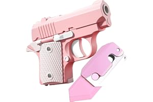 BLOOOK Fidget Toy - Pistola Figity Spin - Juego de dedos - Plástico - Mini 1911 impreso 3D - Juguete antiestrés para adultos y niños (rosa y blanco)