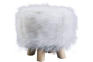 ‎VO DESIGN MOTT 50 Luxuriöser Kunstfell-Ottomanen-Bezug, kleiner Fußhocker-Schonbezug mit elastischer Unterseite, Mini-Fußstütze, Sitzkissen, Möbelschutz