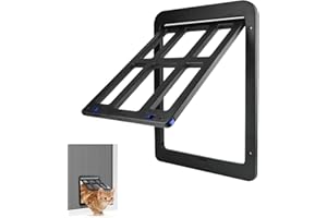 Ajerg Katzenklappe Fliegengitter Abschließbare Hundeklappe - Haustierklappe Fliegengitter mit Magnet und Schloss, Klein Einfacher Zugang für Haustiere Hundeklappe Balkontür Schwarz