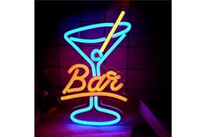 EXOOHOUO Cocktail Bar Neon Sign, Bar Neon Light Sign, Martini Glasss Neon Bar Signs for Home Bar, USB Powered Bar Light Signs for Pub Club Party Hotel Restaurant Wedding Wall Decor