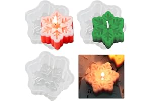 TUXUZAL 3 moldes de copo de nieve para velas, forma de copo de nieve, silicona, molde de jabón, molde de silicona para velas, resina epoxi, moldes de Navidad, molde de fundición, manualidades