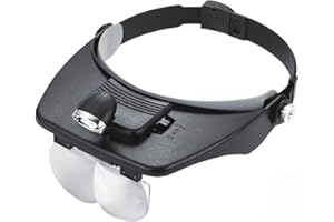 Meichoon Lente d'ingrandimento montata sulla testa con 3 lampade LED, strumento di riparazione orologiaio, 6 lenti intercambiabili multiple, 1 x 1,5 x 2 x 2,5 x 3,5 x 8 x