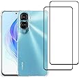 MIAIER [1+2] Case for Honor 90 Lite Case, with Tempered Glass Screen Protector (2 Pcs), Soft Shockproof Ultra Slim Silicone Case, TPU Flexible Rubber, Anti-Scratch Phone Cover (Honor 90 Lite, Clear)
