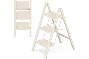 GameGem 3 Stufen Leiter, 3 Stufen-Hocker für Erwachsene, klappbare Trittleiter mit sicherem Stand, verbreitertem Pedal, ästhetisch ansprechendes Aussehen, Wohnräume