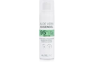 ‎ALOE LINE Aloe Vera Augengel - mit 95% Bio Aloe Vera, Panthenol, Hyaluronsäure, Allantoin - Lindert Müdigkeitsfältchen, Schwellungen, strafft & pflegt die Haut - vegan / 1er Pack (1 x 30 ml)