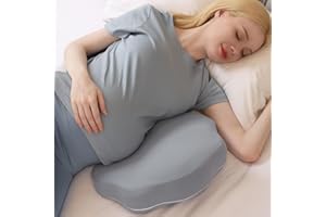 Chilling Home Cuscino per Gravidanza, per Dormire, in Memory Foam, per Pancia, Schiena, Cuscino per il Corpo Regolabile e Portatile, per Chi Dorme Sul Fianco (10 cm, grigio)