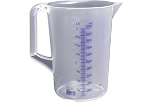 hünersdorff verre doseur 2l | polypropylène (PP) | incassable | lavable au lave-vaisselle | avec poignée | transparent avec graduation bleue | mesure 2000ml