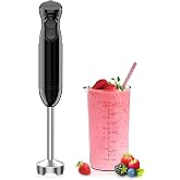 BonsenKitchen Hand Blender, 2 in 1 Immersion Blender Handheld | 700ml Beaker for Making Baby Food, Smoothies, Soups, (Black)