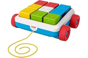 Fisher-Price Fisher Price , Carrito de Arrastre de Bloques de Actividad, Juguete para Bebés +6 Meses