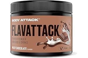 BODY ATTACK SPORTS NUTRITION Body Attack FlavTASTIC® Milky Chocolate 250 g / 83 portions - Poudre aromatique pour préparer des boissons chaudes ou froides et cuisiner, sans huile de palme ni aspartame, Made in Germany