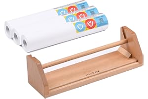 ‎MEEDEN MEEDEN Kinder Malrolle, Tischpapier Rolle Dispenser, Massives Buchenholz mit 3 Papierrollen (30 x 190cm), Tragbar für Kinder zu Unterhalten, Doodle