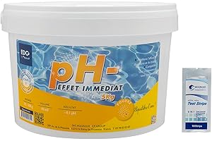 HEXAGON PISCINE ET SPA EDG by AQUALUX pH Moins Poudre - 5kg | Correcteur de pH Solide - Baisse Le pH + 10 Tests HPS OFFERTS 6 en 1