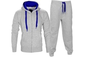 Parsa Fashions® Kids Boys Girls Tracksuit CONTRAST Set Full Sleeve Fleece Zipper Hoodie Top Bottoms Jogging Joggers Gym School - Sizes in Age 7/8 9/10 11/12 13 Years