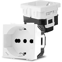 Voltix 2er Set Schuko-Steckdosen 2P+T 16A 250V Weiß – Kompatibel Mit Bticino Matix, Einfach Zu Installieren