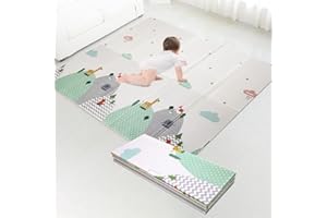 Gutsbox Tappeto Neonato Gattonamento Pieghevole Tappeto Gioco Bambini Pieghevole 180 x 160 x 1cm, XPE Tappeto Gioco Neonato Doppio Lato Tappeto per Bambini, Senza BPA e Non Tossico