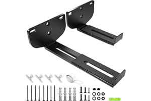 Borenbuir Soundbar Wall Mount Bracket Universal Speaker Mounting [ MAX 17kg] Depth Adjustable (8.3-16.5cm) for Samsung, Vizio, LG, Sony, JBL, Bose, and More Sound Bar Mounts Under TV Soundbar Shelf