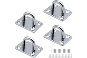 MZMing Lot de 4 Crochets à œillet M5 Très Résistants en Acier Inoxydable 304 à 4 Trous pour Bateau Gréement de Yoga, Sangle d'Entraînement Balançoire Hamac Boxe Sac de Frappe