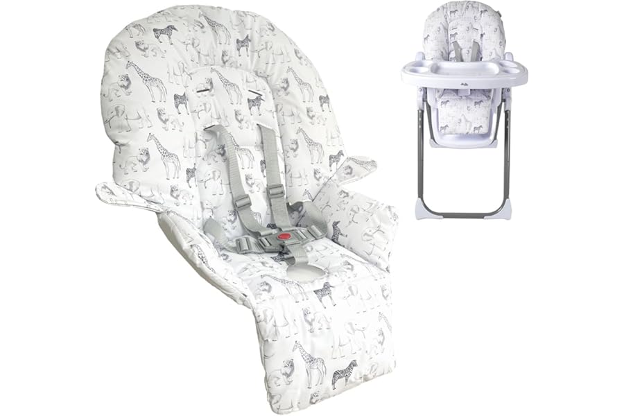 My Babiie MBHC8 Premium Highchair Seat Cover Only with 5-Point Harness - Padded PVC Seat Cover, Easy Clean, Seat Cushion Compatible with My Babiie MBHC8 - Safari