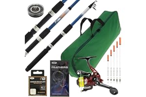 DNA LEISURE Travel 6ft Telescopic 6ft Rod & Reel Combo Setup With Carryall & Tackle Hooks For Coarse and Sea Fishing