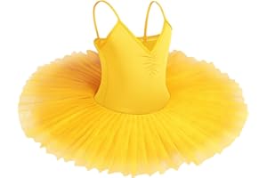 IBAKOM Girls Swan Lake Ballet Dance Tutu Dress V Neck Camisole Leotard Dancewear Ballerina Dancing Costume Gymnastic Spaghetti Strap Sleeveless Dance Outfit