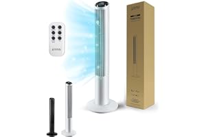 Empire 41 inch Tower Fan with LED Display, Remote Control Fan for Bedroom with Timer Function, 50W Cooling with 3 Speeds, Perfect 75° Oscillating Fan for Home, Living Room & Office (White)
