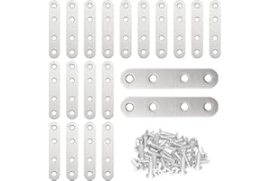 CEEYSEE 20 Pezzi Staffe Piatte Angolari 76 × 16 mm In Acciaio Inox Con 80 Viti In Acciaio Inox Per Il Fissaggio Di Legno, Mobili, Tavoli, Sedie, Porte, Finestre (Y76)
