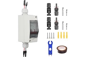 BQWEUN DC Disjoncteur 32A Systèmes Photovoltaïques, 2P 32A avec Câble, DC500V, Contacteur IP65, Interrupteur de Déconnexion PV, pour le Système Solaire