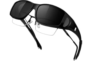 KANASTAL Alta protección UV Gafas de Sol Superpuestas Polarizadas TR90 Ultraligero Rectangulares Protección UV400, Conducción, Deportes al Aire Libre y Viajes