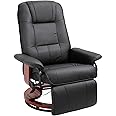 HOMCOM Manual Recliner Chair Armchair Sofa with Faux Leather Upholstered Wooden Base for Living Room Bedroom, Black