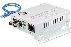 ADNET Single Mode ST Gigabit Fiber Media Converter - Built-in Fiber Module 20 km (12.42 Miles) ST – to UTP Cat5e Cat6 10/100/1000 RJ-45 – Auto Sensing Gigabit or Fast Ethernet - Jumbo Frame - LLF Support