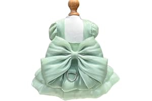 Yaopelky Hund Prinzessin Kleid für kleine Hunde Katze Schleife Kleid mit D-Ring Hund Mädchen Hochzeit Kleidung niedlichen Welpen Tutu Rock Doggy Sommer Kostüm,Grün,Größe XL(5-7kg)