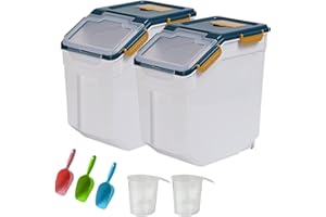 Toolzia 2 Pcs Dog Food Storage Container 15kg with Scoop,Large Airtight Dog Food Bin Pet Food Storage Box Dry Pet Food Storage Container(Blue)