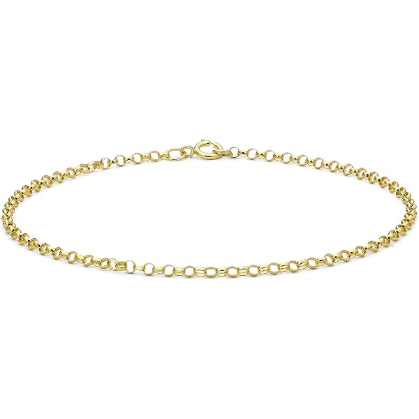 9ct Yellow Gold Oval Belcher Ankle Bracelet – 10.5 Inch, Italian Made, 2mm Width