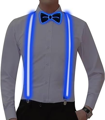 Bretelle E Papillon Luminosi A LED - Accessorio Fluò Per Feste E Halloween - Foto 4