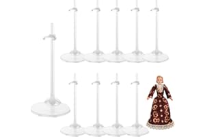 KARELLS Puppenständer,10 PCS Puppen Ständer Displayhalter,Verstellbar Puppenständer,Kunststoff Puppenständerhalter,Puppen Ständerhalter,Puppenbügel,Mini Puppenständer Puppenzubehör,Für Puppenregal Verwendet