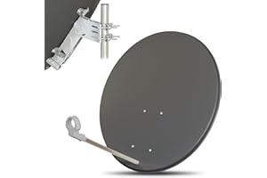 LOGISAT 80cm Satelliten Sat Spiegel Schüssel Antenne Anlage HDTV Full Ultra HD UHD 4K (dunkelgrau)