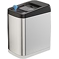 ELLO&ALLO 50 Liter 13 Gallon Touchless Rectangular Automatic Motion Sensor Trash Can for Kitchen, Brushed, 13 Gallon Black/Stainless Steel