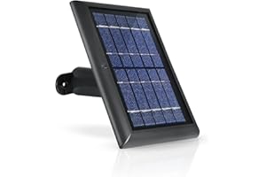 Wasserstein Solar Panel Compatible with Ring Spotlight Cam Plus/Pro/Battery, and Ring Stick Up Cam Battery - Includes Barrel Plug with USB C Adapter - 2W 5V Charging (1 Pack, Black)