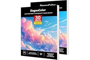DagouColor Carta per Acquerello, A4, 2 Pack, 30 Fogli Carta da Disegno Libro, 300gsm Acido-Libero Spirale Pad per li Artisti Bambini Adulti