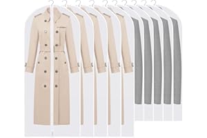 QUMENEY housse de vêtement ensemble de 10 pièces 60 x 120cm / 60 x 100cm robe sac de vêtement PEVA transparent imperméable à l'eau housse de protection chemise costume manteau