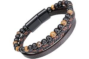 Hcrvvi Mens Bracelet to Weave,Multi-Layer Braided Beaded Bracelets for Men,Classic Natural Stone Handmade Men's Rope Bracelets,Suitable Gift Idea for Men/Women