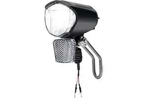 ZEEKPOWA E-Bike Dynamo LED lumière de vélo 30-100 LUX avec Approbation StVZO - lumière de vélo lumière Frontale Phare, lumière Automatique, lumière de stationnement et réflecteur